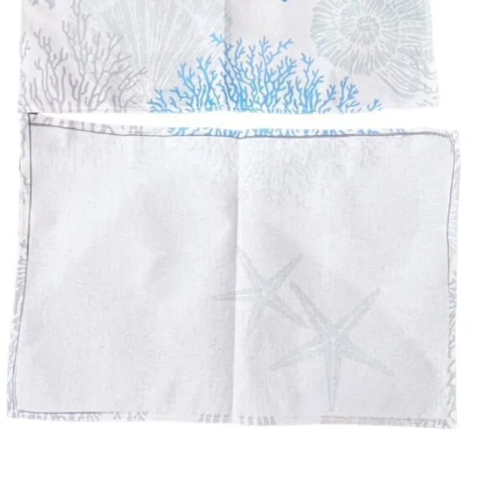 Ocean‎ Coastal Table Placemats Set Of 4 Blue Grey Starfish Coral Beach NEW